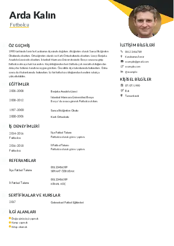 Sporcu CV Örnekleri cv indir
